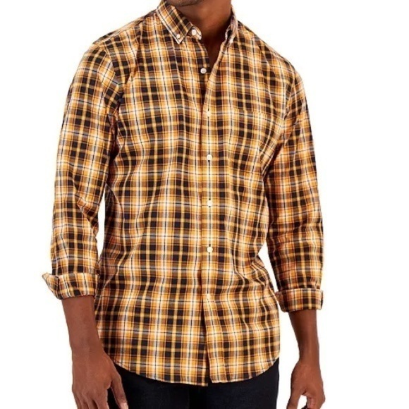 Club Room Men's Pascal Classic-Fit Plaid Button-Down Shirt Large​ - Picture 1 of 5